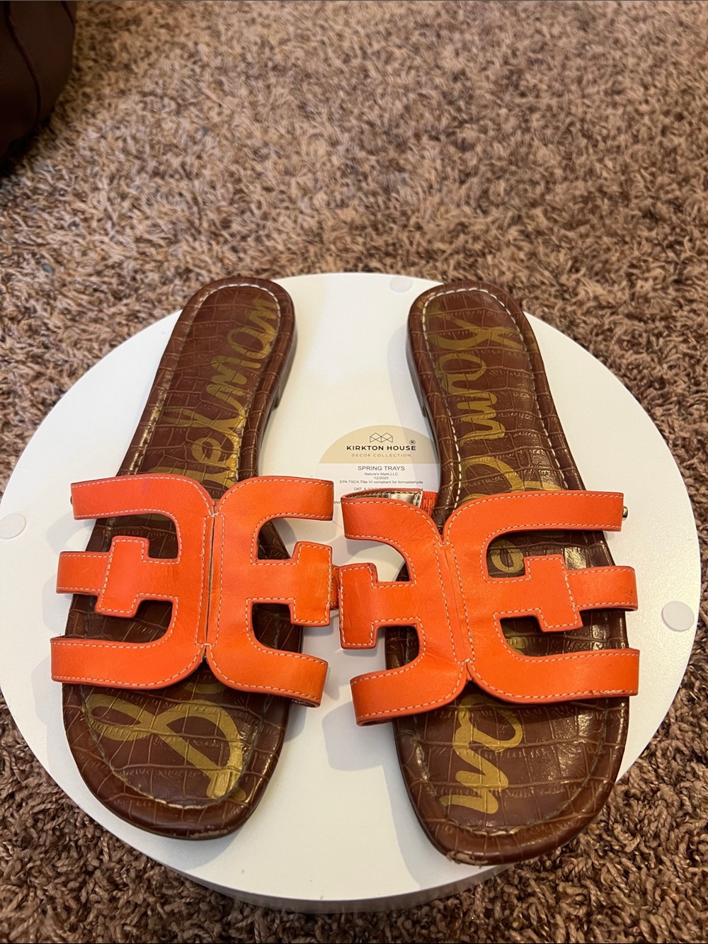 Sam Edelman Orange Logo-Front Slide Sandals